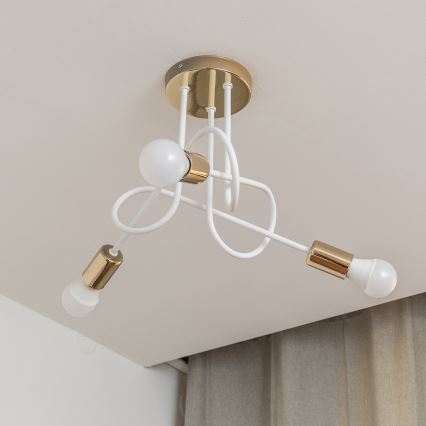 Plafondlampe OXFORD 3xE27/15W/230V guld/hvid