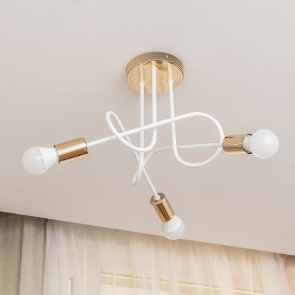 Plafondlampe OXFORD 3xE27/15W/230V guld/hvid