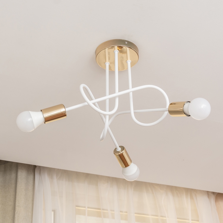 Plafondlampe OXFORD 3xE27/15W/230V guld/hvid