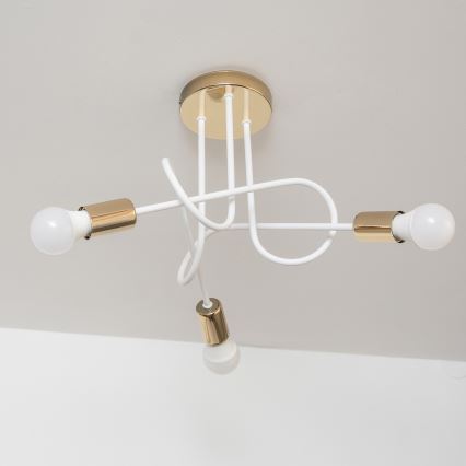Plafondlampe OXFORD 3xE27/15W/230V guld/hvid