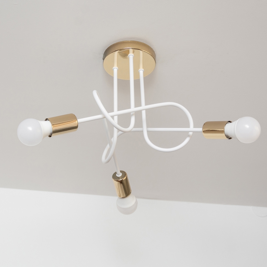 Plafondlampe OXFORD 3xE27/15W/230V guld/hvid