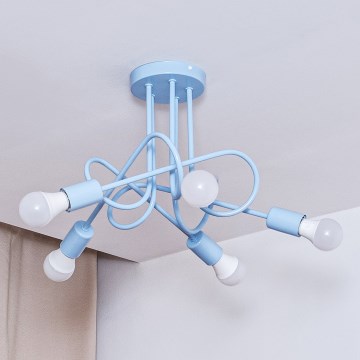 Plafondlampe OXFORD 5xE27/15W/230V blå