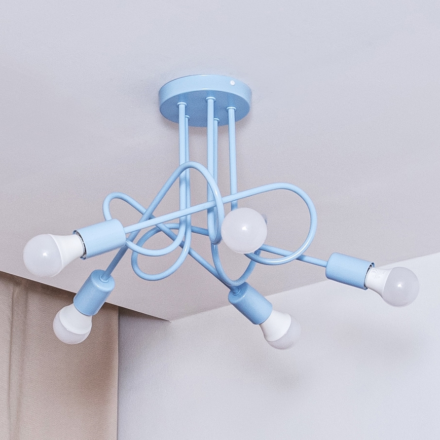Plafondlampe OXFORD 5xE27/15W/230V blå