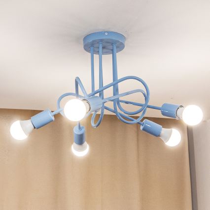 Plafondlampe OXFORD 5xE27/15W/230V blå