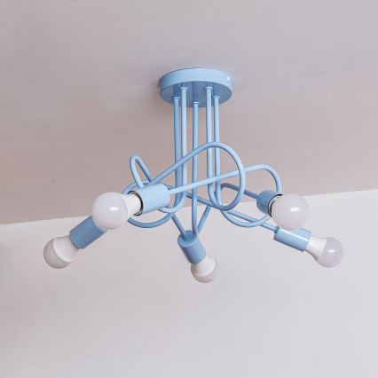 Plafondlampe OXFORD 5xE27/15W/230V blå