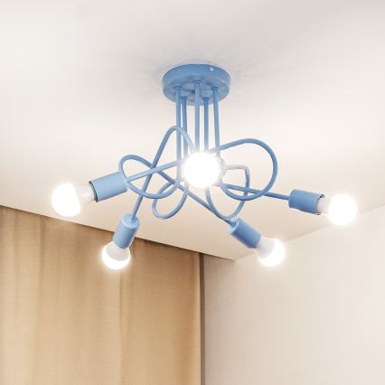 Plafondlampe OXFORD 5xE27/15W/230V blå