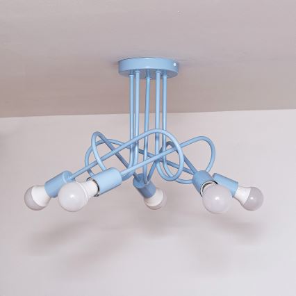 Plafondlampe OXFORD 5xE27/15W/230V blå