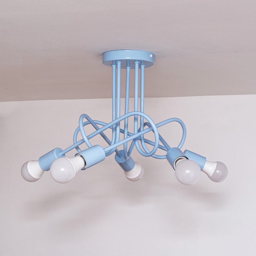 Plafondlampe OXFORD 5xE27/15W/230V blå