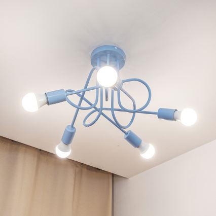 Plafondlampe OXFORD 5xE27/15W/230V blå