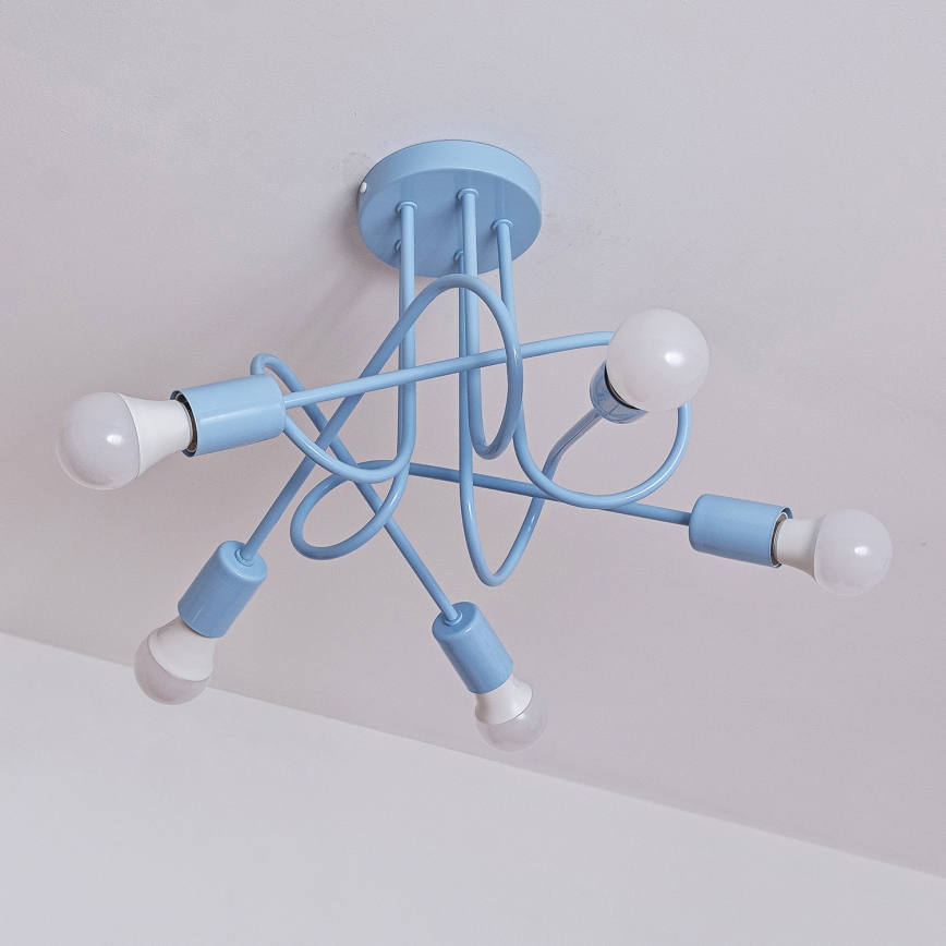 Plafondlampe OXFORD 5xE27/15W/230V blå