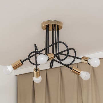 Plafondlampe OXFORD 5xE27/15W/230V guld/sort