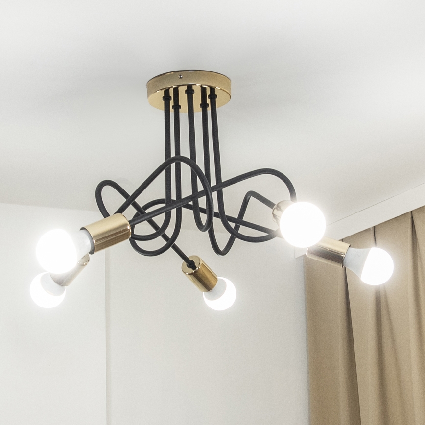 Plafondlampe OXFORD 5xE27/15W/230V guld/sort