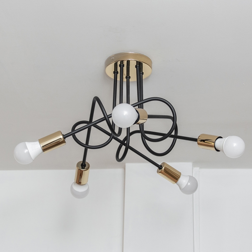 Plafondlampe OXFORD 5xE27/15W/230V guld/sort