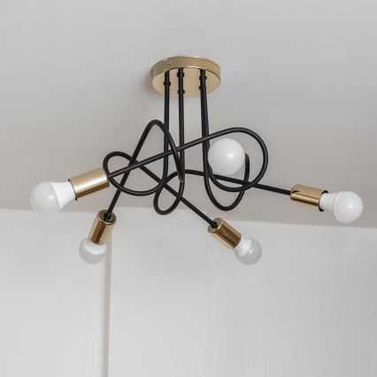 Plafondlampe OXFORD 5xE27/15W/230V guld/sort