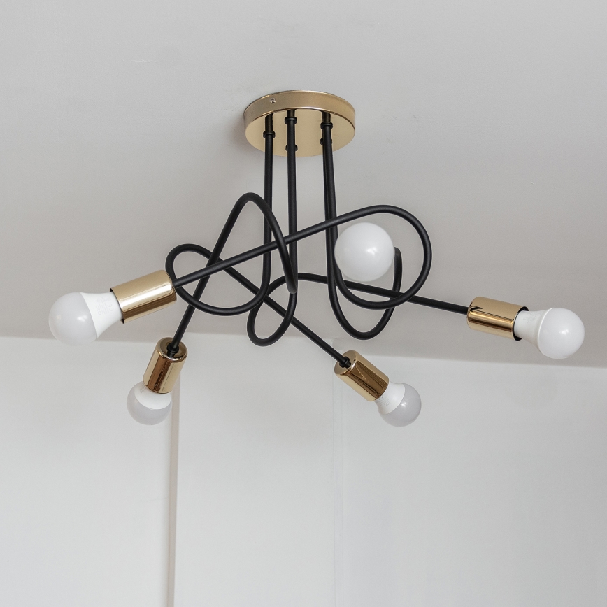 Plafondlampe OXFORD 5xE27/15W/230V guld/sort