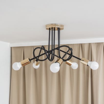 Plafondlampe OXFORD 5xE27/15W/230V guld/sort