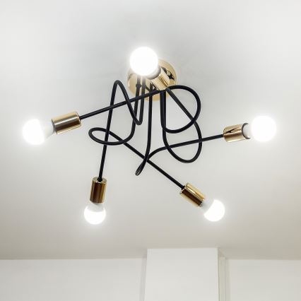 Plafondlampe OXFORD 5xE27/15W/230V guld/sort