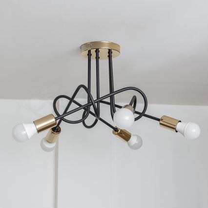 Plafondlampe OXFORD 5xE27/15W/230V guld/sort