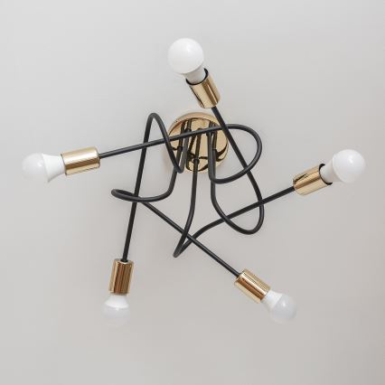 Plafondlampe OXFORD 5xE27/15W/230V guld/sort