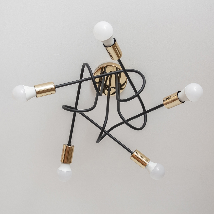 Plafondlampe OXFORD 5xE27/15W/230V guld/sort