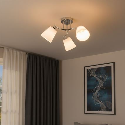 Plafondlampe PAFOS 3xE27/15W/230V i blank krom
