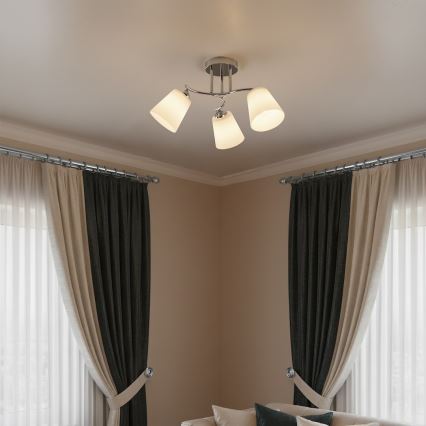Plafondlampe PAFOS 3xE27/15W/230V i blank krom