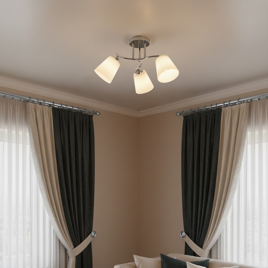 Plafondlampe PAFOS 3xE27/15W/230V i blank krom