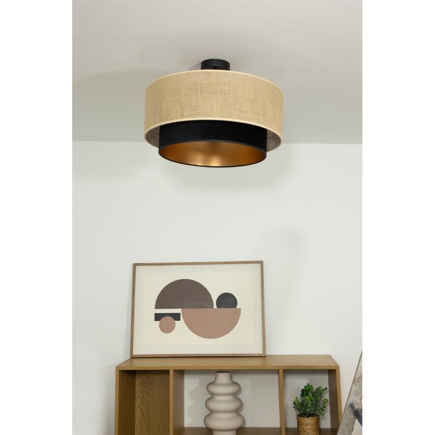 Plafondlampe SARTA 1xE27/60W/230V Ø 45 cm sort/jute