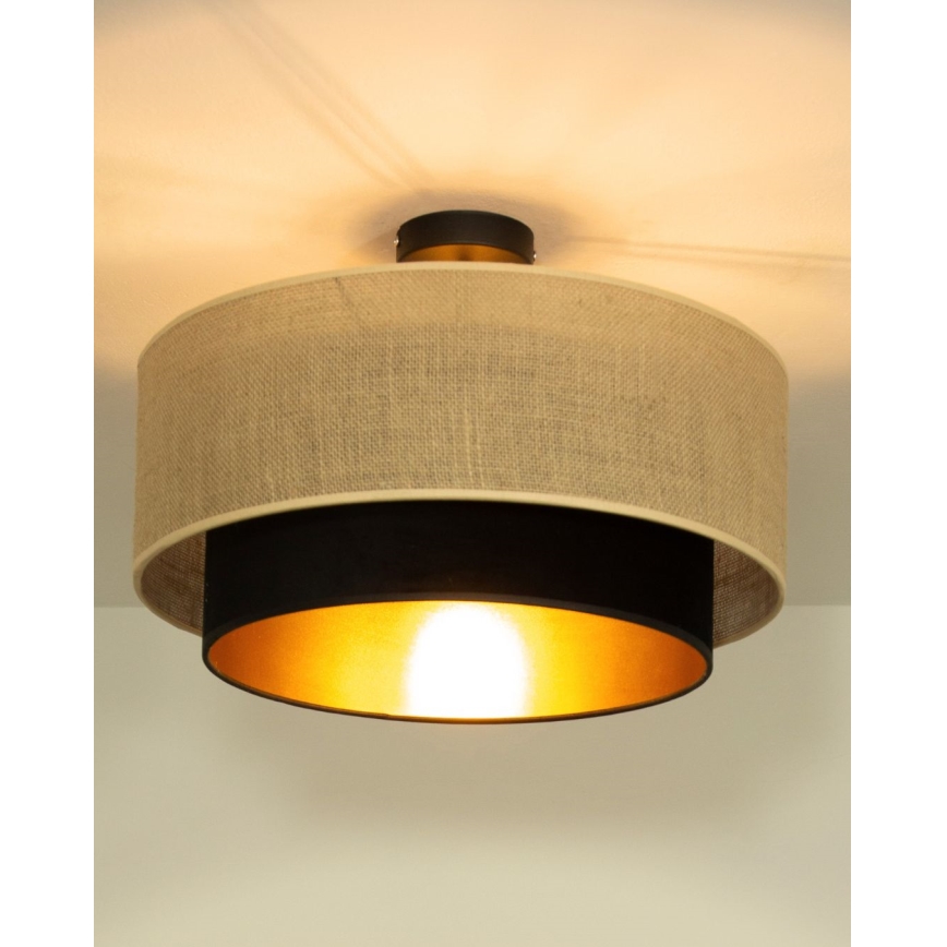 Plafondlampe SARTA 1xE27/60W/230V Ø 45 cm sort/jute