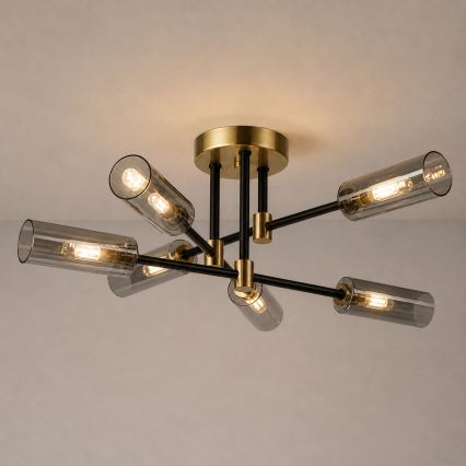 Plafondlampe TESSA 6xG9/5W/230V messing/røget sort