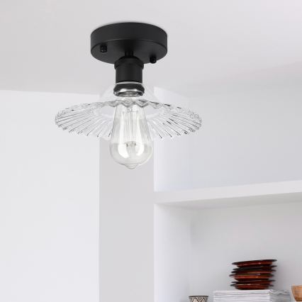 Plafondlampe TRISH 1xE27/15W/230V sort/klar