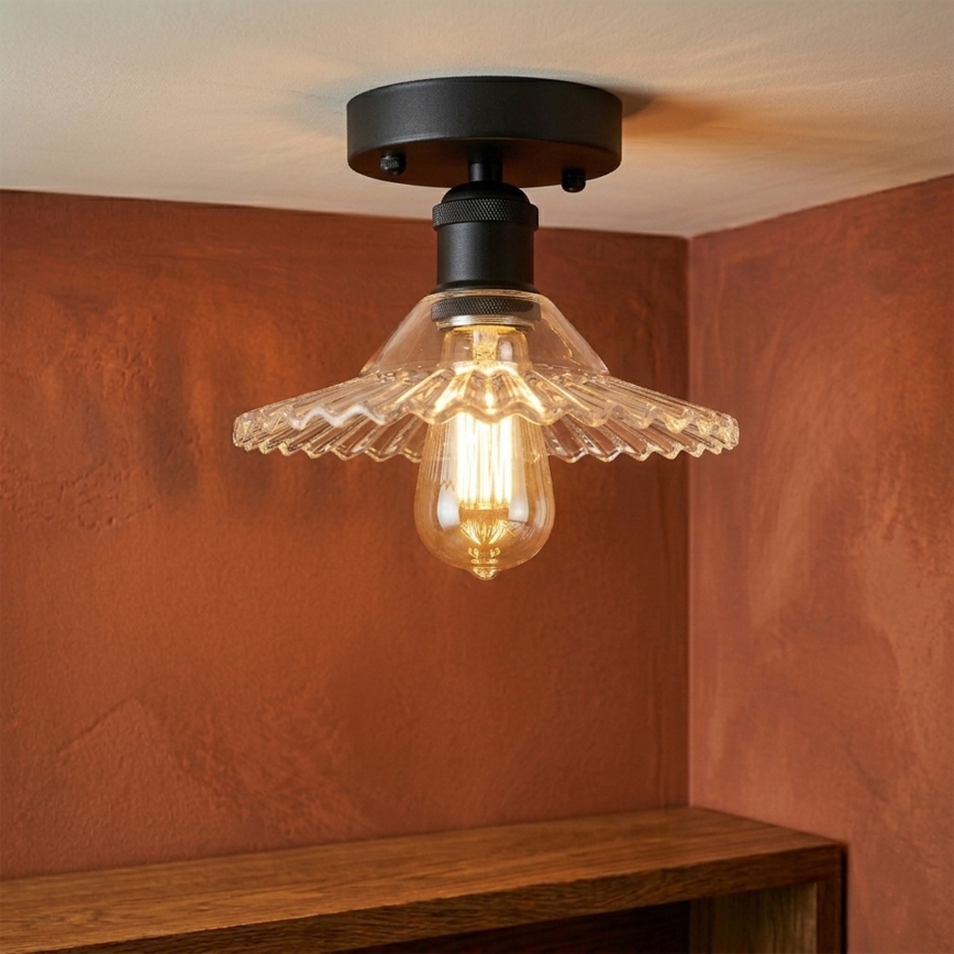 Plafondlampe TRISH 1xE27/15W/230V sort/klar