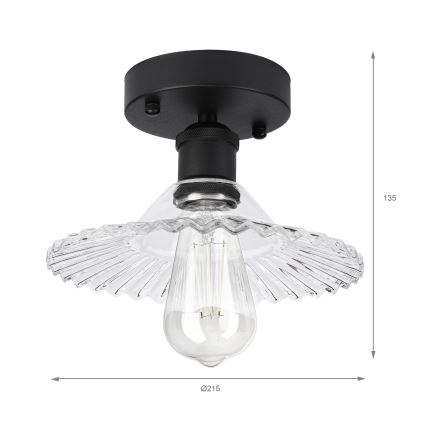 Plafondlampe TRISH 1xE27/15W/230V sort/klar