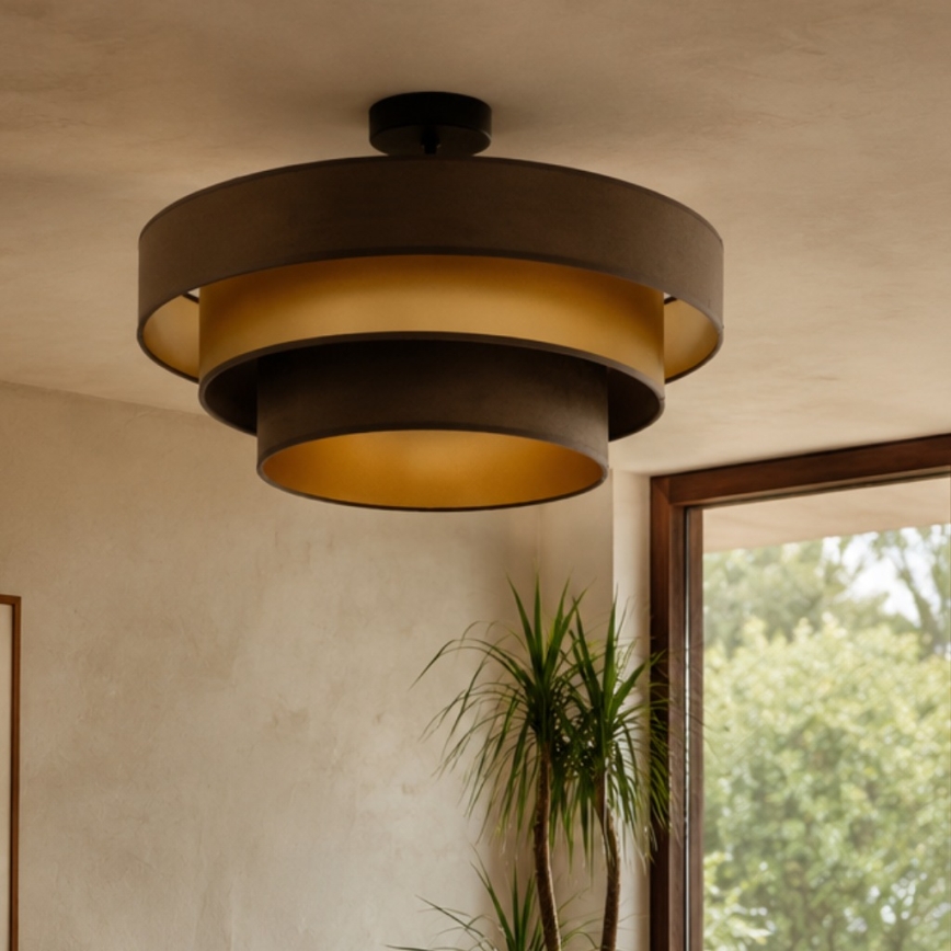 Plafondlampe WENTA 1xE27/60W/230V Ø 50 cm brun/guld