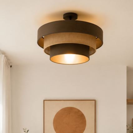 Plafondlampe WENTA 1xE27/60W/230V Ø 50 cm brun/jute