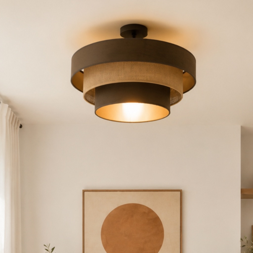 Plafondlampe WENTA 1xE27/60W/230V Ø 50 cm brun/jute
