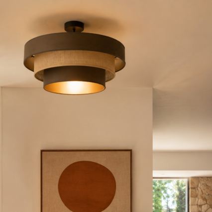 Plafondlampe WENTA 1xE27/60W/230V Ø 50 cm brun/jute