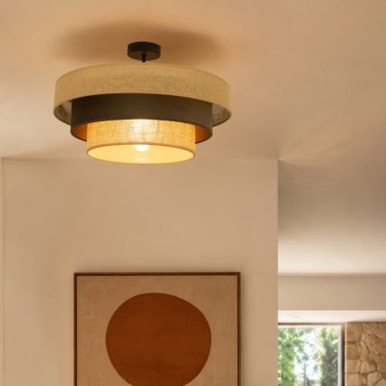 Plafondlampe WENTA, 1xE27/60W/230V, Ø 50 cm, jute/brun