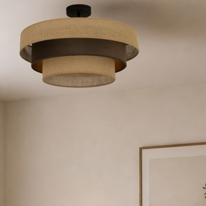 Plafondlampe WENTA, 1xE27/60W/230V, Ø 50 cm, jute/brun