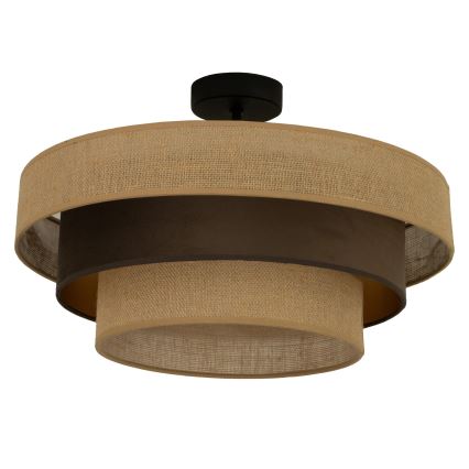 Plafondlampe WENTA, 1xE27/60W/230V, Ø 50 cm, jute/brun