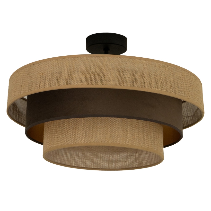 Plafondlampe WENTA, 1xE27/60W/230V, Ø 50 cm, jute/brun