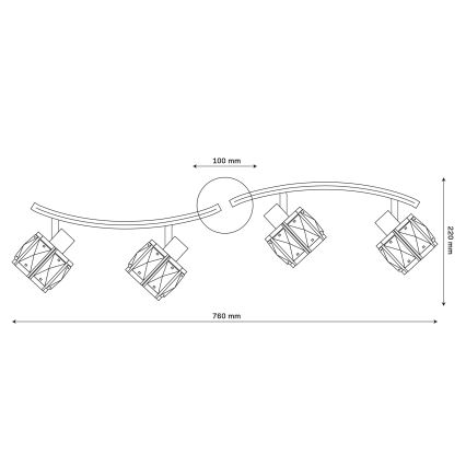 Plafondlampe ZAHARA 4xE27/10W/230V sort