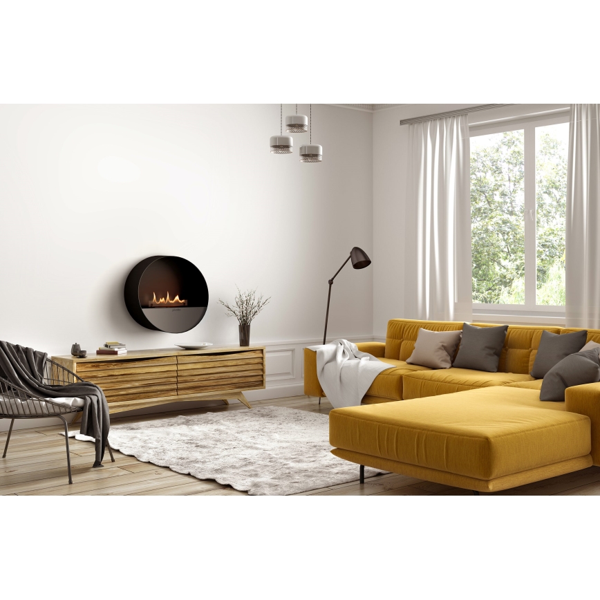 Planika - Biopejs med fjernbetjening 72,6x65 cm 2,5kW/230V sort