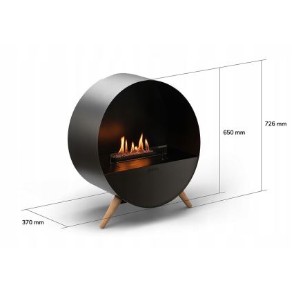 Planika - Biopejs med fjernbetjening 72,6x65 cm 2,5kW/230V sort