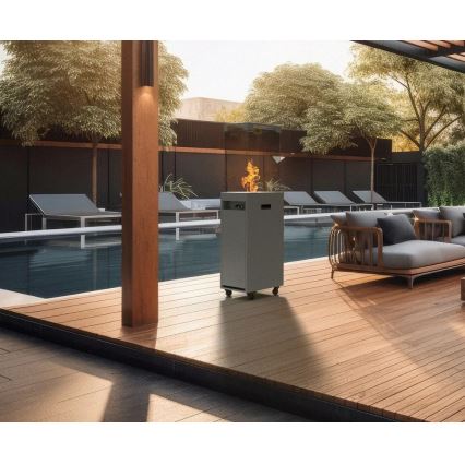 Planika Faro GAS - Udendørs gaspejs 142x36 cm 8kW grå + beskyttelsescover