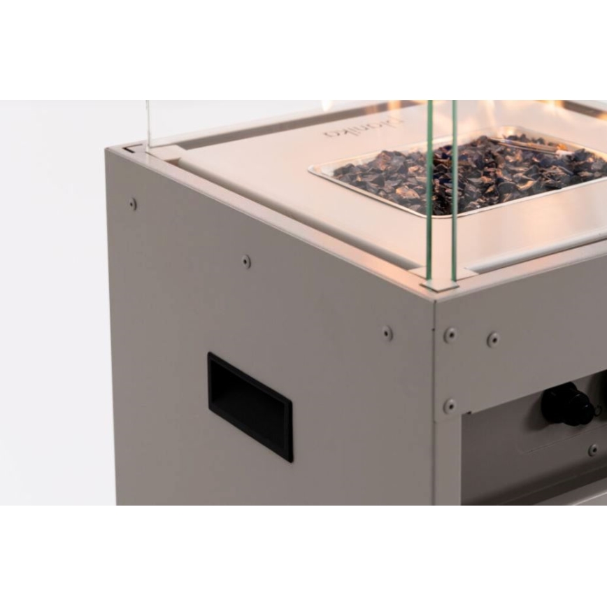 Planika Faro GAS - Udendørs gaspejs 142x36 cm 8kW grå + beskyttelsescover