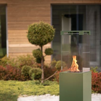 Planika Faro GAS - Udendørs gaspejs 142x36 cm 8kW grøn + beskyttelsescover
