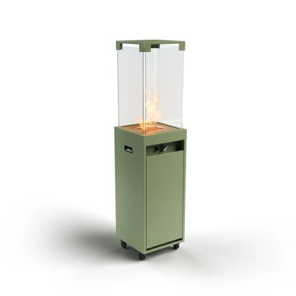 Planika Faro GAS - Udendørs gaspejs 142x36 cm 8kW grøn + beskyttelsescover