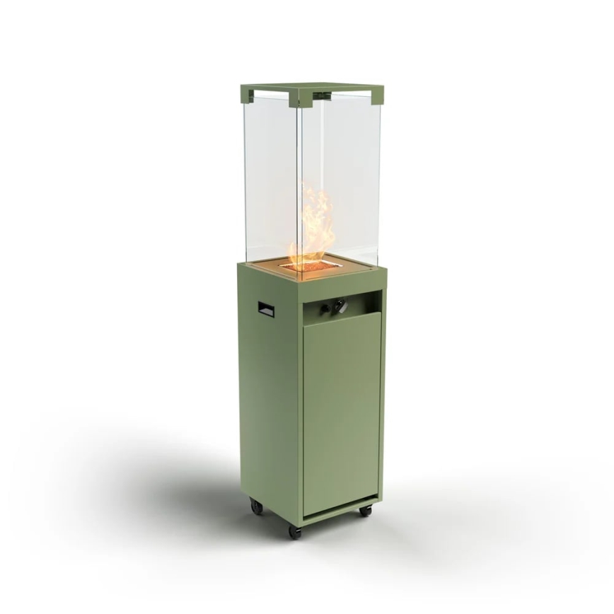 Planika Faro GAS - Udendørs gaspejs 142x36 cm 8kW grøn + beskyttelsescover