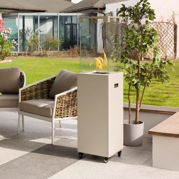 Planika Faro GAS - Udendørs gaspejs 142x36 cm 8kW hvid + beskyttelsescover
